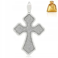 Biżuteria dla dzieci - SREBRNY KRZYŻYK ZAWIESZKA KRZYŻ Z BROKATEM SREBRO PR. 925 NA PREZENT - miniaturka - grafika 1