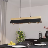 Lampy sufitowe - Żyrandol Tarrafo czarny, drewno naturalne, 4-pkt. - miniaturka - grafika 1
