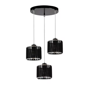 Lampa wisząca 3-punktowa, Anina, 35x110 cm, czarny, transparentny, chrom - Lampy sufitowe - miniaturka - grafika 1