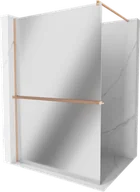 Ścianki i drzwi prysznicowe - Mexen Kioto+ ścianka prysznicowa z półką Walk-in 140 x 200 cm, lustro, miedź szczotkowana - 800-140-121-65-50 - miniaturka - grafika 1