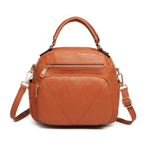 Miss Lulu Elegancka damska modna torebka, skórzana torba na ramię z wieloma przegródkami, idealna torba crossbody do podróży i codziennego użytku, rozmiar M, Brązowy