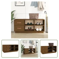 Szafki na buty - The Living Store Ławka na buty miodowy brąz 100x34x45 cm lite drewno sosnowe - miniaturka - grafika 1