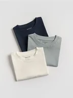 Koszulki dla chłopców - Reserved - Bawełniany t-shirt 3 pack - złamana biel - miniaturka - grafika 1