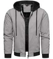 Kurtki męskie - Kurtka męska bomberka przejściowa szara z odczepianym kapturem Recea - miniaturka - grafika 1