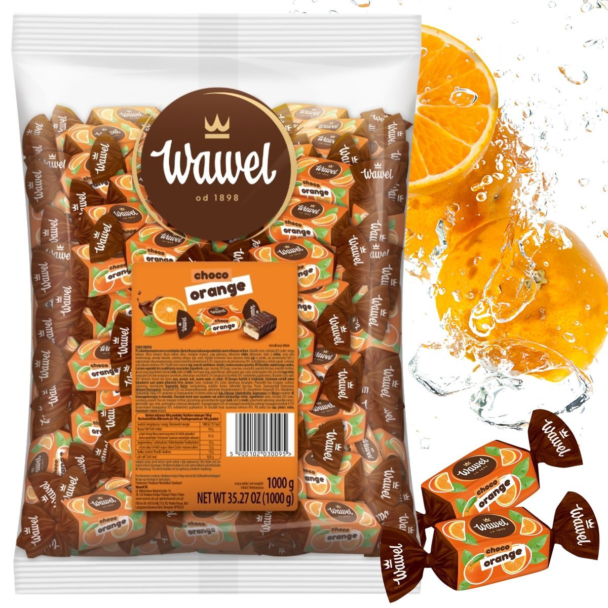 Cukierki Świąteczne z Galaretką Pomarańczowe Choco Orange Wawel 1kg