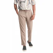 Spodnie męskie - Podwijane spodnie chino z dodatkiem lnu jasnobrązowe V3 OM-PACP-0198 M - miniaturka - grafika 1