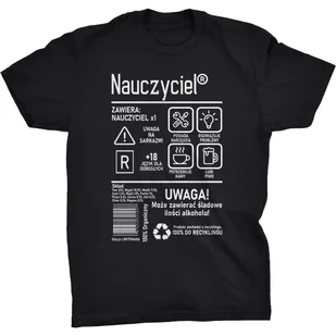 Nauczyciel Etykieta Koszulka Prezent Nauczyciela - Koszulki męskie - miniaturka - grafika 1