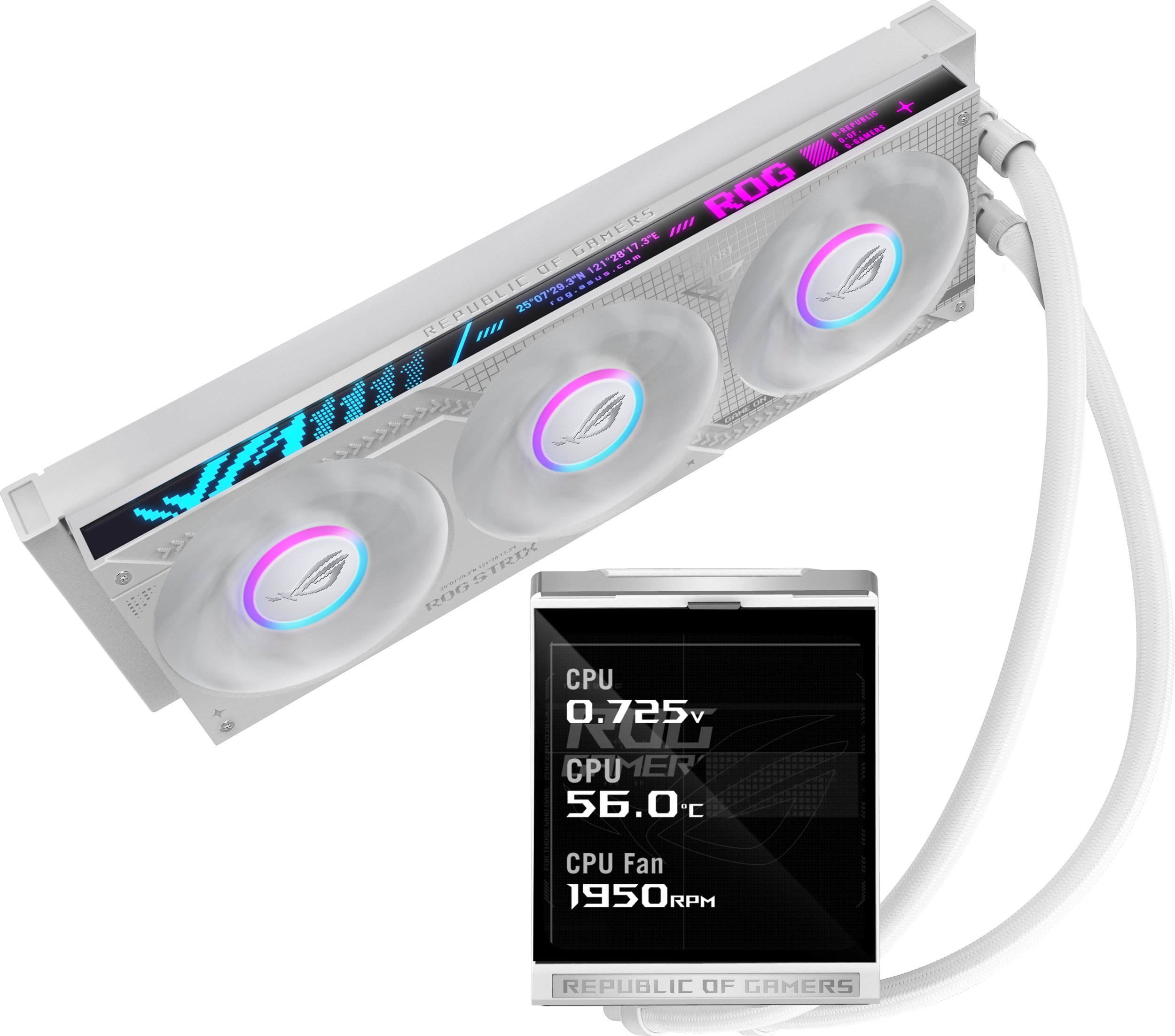 Chłodzenie wodne Asus ASUS ROG Strix LC IV 360 ARGB LCD White Edition Zestaw do chłodzenia płynami 12 cm Biały 90RC01M2-B0EAY0