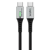 Kable USB - LogiLink USB-C 20 Gb/s, 240W 1.5m w oplocie czarny - miniaturka - grafika 1