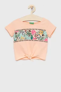 Koszulki i topy damskie - Benetton United Colors of United Colors of t-shirt dziecięcy kolor różowy - grafika 1