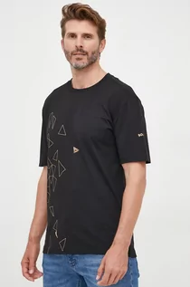 Koszulki męskie - BOSS t-shirt bawełniany BOSS ATHLEISURE kolor czarny wzorzysty - Boss - grafika 1