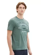 Koszulki męskie - T-shirt męski TOM TAILOR z nadrukiem logo wykonany z bawełny, 19643-zielony pył, S - miniaturka - grafika 1
