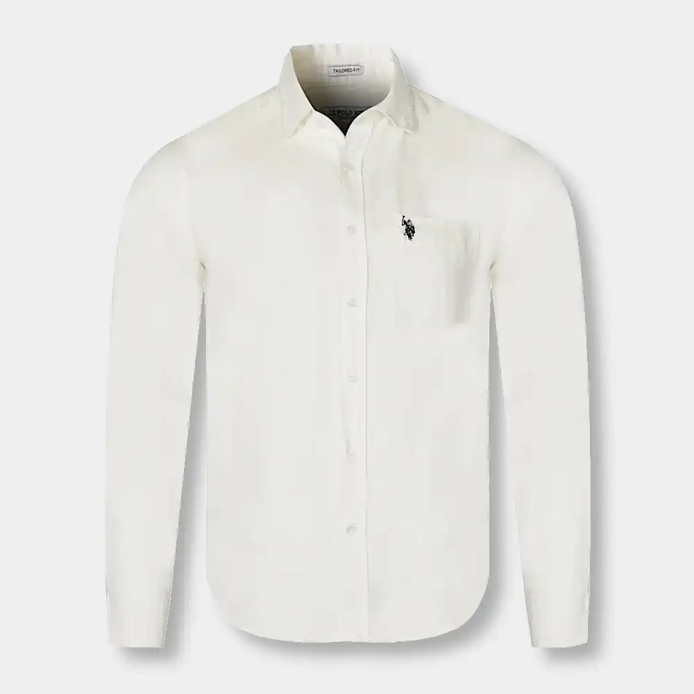 Biała koszula męska lniana U.S.Polo Assn. black