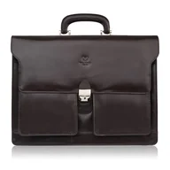 Teczki i aktówki - Torba męska na ramię skórzana do pracy aktówka brązowa - miniaturka - grafika 1