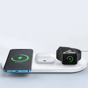 Joyroom ładowarka bezprzewodowa 3w1 Qi 20W do telefonu / słuchawek AirPods + kabel USB Typ C z adapterem sieciowym biała (JR-A27) - Kable USB - miniaturka - grafika 2