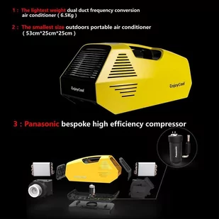 EnjoyCool Link Portable Outdoor Air Conditioner, 700W 2380 BTU Cooling Fan, Low Noise - Yellow - Klimatyzatory - miniaturka - grafika 3