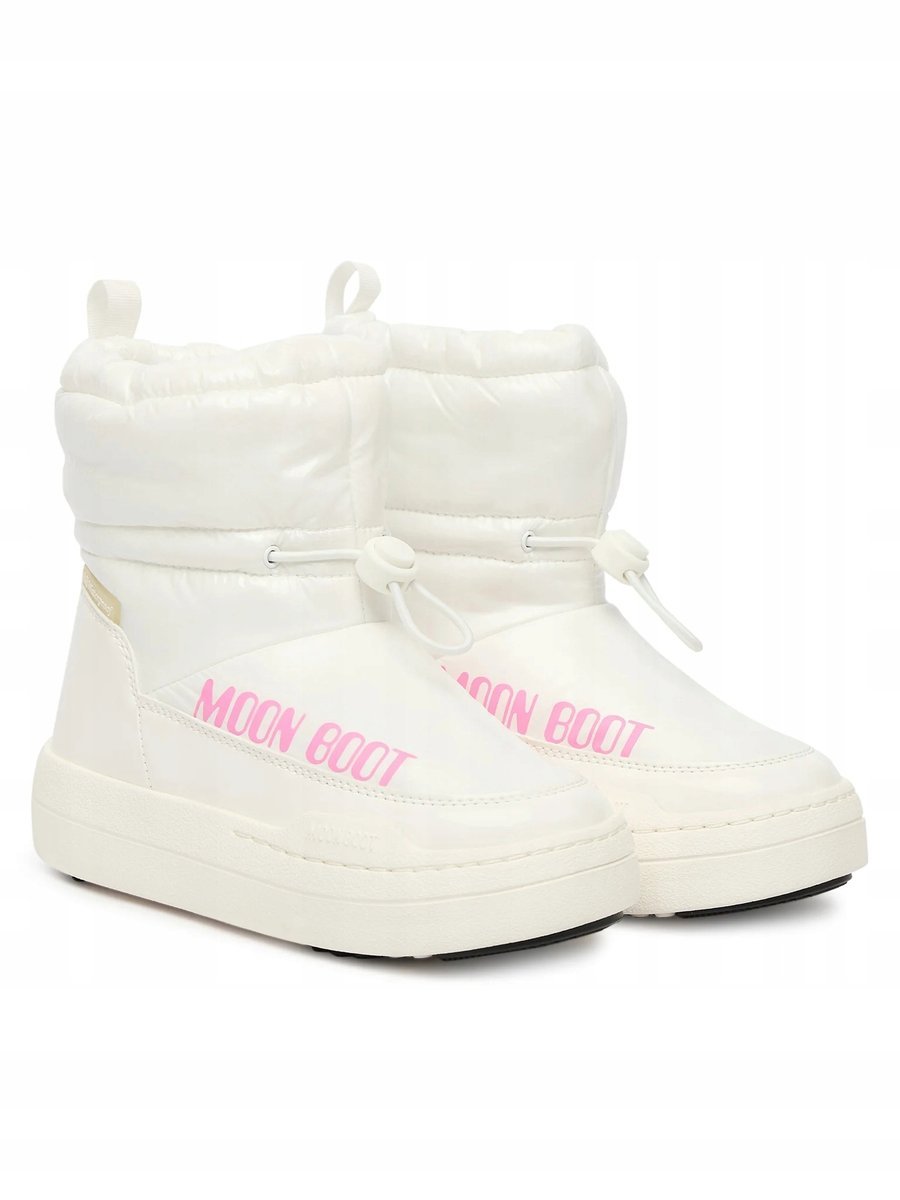 MOON BOOT ŚNIEGOWCE BIAŁE Z PASTELOWYM RÓŻOWYM NAPISEM 36 OPA