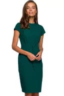 Sukienki - Elegancka sukienka ołówkowa z modelującymi przeszyciami zielona - Stylove - miniaturka - grafika 1