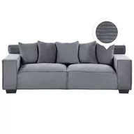 Sofy i kanapy - Beliani Sofa 3-osobowa sztruksowa ciemnoszara VISKAN 242606 - miniaturka - grafika 1