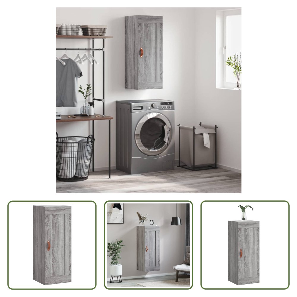 The Living Store Szafka ścienna Grey Sonoma 34,5x34x90 cm Materiał drewnopochodny