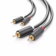 Kable - UGREEN 2RCA Male na 2RCA 6.6stóp Kabel Stereo Audio Video/pozłacane styki/obsługuje do kina domowego, HDTV, konsoli do gier, HiFi systemów czarny 10520 - miniaturka - grafika 1