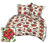 Pościel - Pościel z kory 140x200 biała czerwona kwiaty Kora 23 - miniaturka - grafika 1