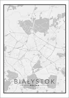 Plakaty - Plakat, Białystok, Polska mapa czarno biała, 70x100 cm - miniaturka - grafika 1