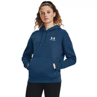 Bluzy sportowe damskie - Damska bluza dresowa nierozpinana z kapturem Under Armour Essential Fleece Hoodie - niebieska - UNDER ARMOUR - miniaturka - grafika 1