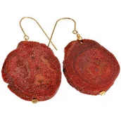 Kolczyki - Naturalny Koral Unikatowe Kolczyki Złote Srebro - miniaturka - grafika 1