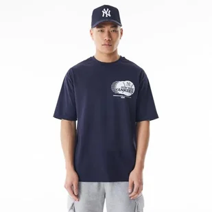 Koszulka baseballowa oversize New York Yankees granatowa biała - Koszulki męskie - miniaturka - grafika 1