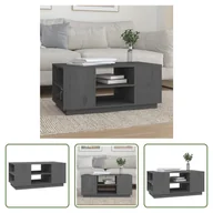 Ławy i stoliki kawowe - The Living Store stolik kawowy szary 90x49x40,5 cm lite drewno sosnowe - miniaturka - grafika 1