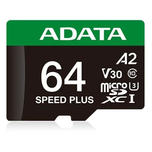 Karta ADATA Speed Plus MicroSDXC 64 GB Class 3 UHS-I/U3 A2 V30 UD64GUI3V30A2SP-RA1 - Karty pamięci - miniaturka - grafika 1