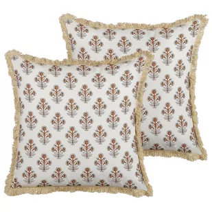 2 bawełniane poduszki dekoracyjne w kwiaty 45 x 45 cm białe OMORIKA - Poduszki dekoracyjne 2 bawełniane poduszki dekoracyjne w kwiaty 45 x 45 cm białe OMORIKA - Poduszki dekoracyjne - miniaturka - grafika 1