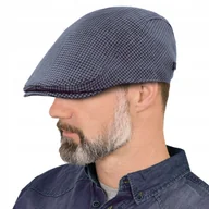 Czapki męskie - KASZKIET Męski Bawełniany na Lato Czapka w Krateczkę NIEBIESKI Pako Jeans - miniaturka - grafika 1