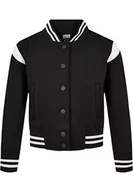 Kurtki i płaszcze dla dziewczynek - Urban Classics Dziewczęca kurtka Inset College Sweat Jacket, czarny/biały, 122/128 cm - miniaturka - grafika 1