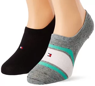 Skarpetki męskie - Tommy Hilfiger Męskie Multicolor High Cut Footie (2 sztuki), szary melanż/zielony, 39 EU - grafika 1