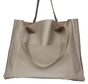 Duża skórzana torba damska z kieszenią na ramię - Torebki damskie - miniaturka - grafika 1