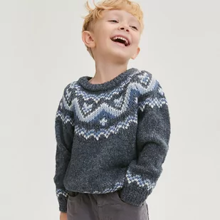 Reserved - Żakardowy sweter - Niebieski - Bluzy dla chłopców - miniaturka - grafika 1
