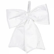 Ozdoby bożonarodzeniowe - Kokarda dekoracyjna ozdobna biała welurowa na choinkę święta Boże Narodzenie 32x34 cm kod: O-839011 - miniaturka - grafika 1