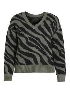 Vila Women's VIRIL FEAMI Mix sweter z dekoltem w serek L/S Knit TOP-NOOS, Laurel Wreath/Pattern: z czarnym, XL, Laurel Wreath/wzór: z czarnym, XL - Swetry damskie - miniaturka - grafika 1