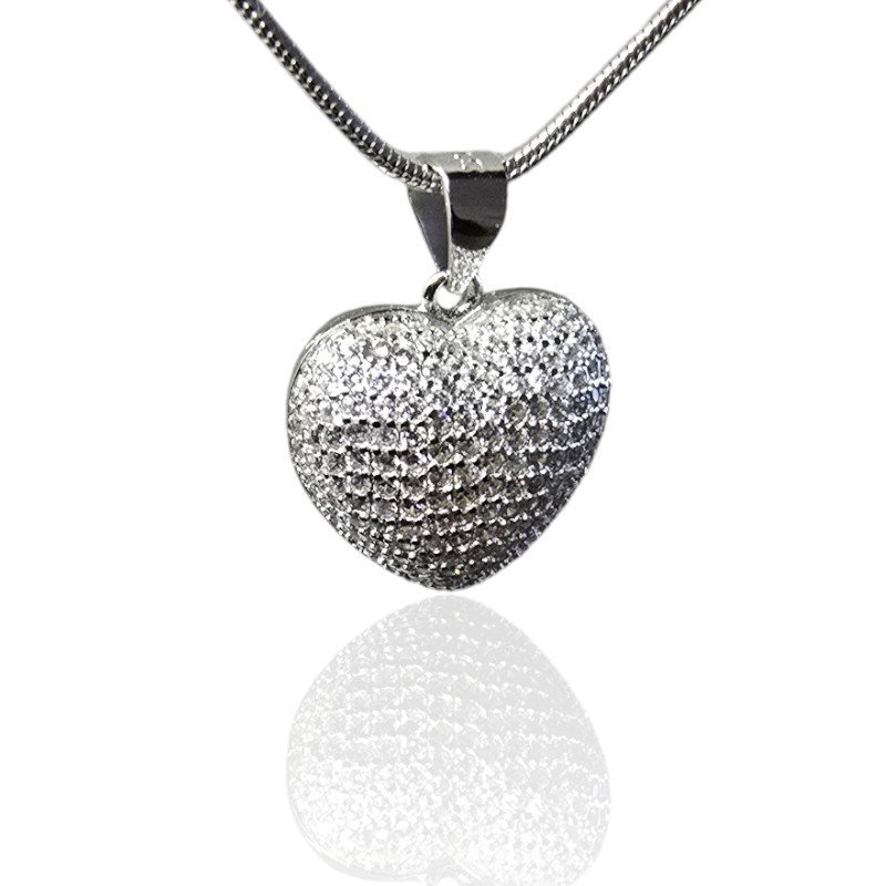 ankabizuteria.pl Srebrna zawieszka serduszko z białymi mikrocyrkoniam