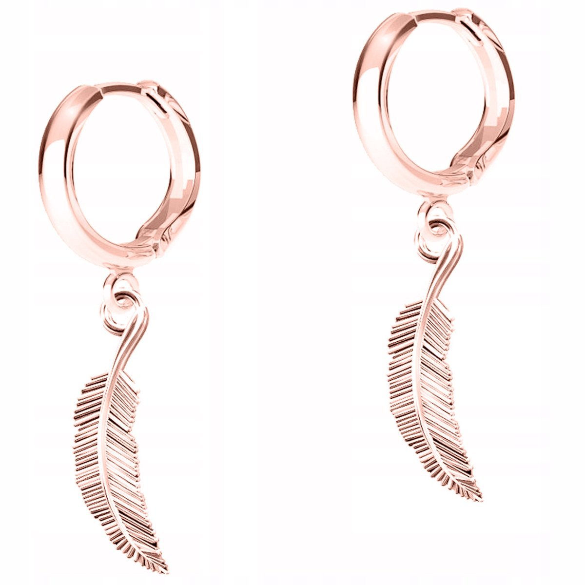 Kolczyki Pozłacane Ozdobne Pióra Piórka z Piórkami Piórem Liść SREBRO 925