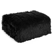 Koce i narzuty dla dzieci - ﻿Koc TIFANY czarny 200x220 futerko pled narzuta na fotel miękki gruby kocyk - miniaturka - grafika 1