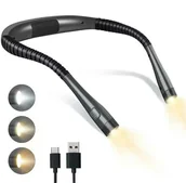 Latarki - Lampka LED do czytania książek na kark regulowana 62cm czarna da244 - miniaturka - grafika 1