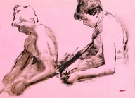 Plakaty - Galeria Plakatu, Plakat, Two Studies Of Dancers (Verso), Edgar Degas, 50x40 cm - miniaturka - grafika 1