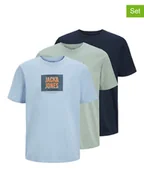 Koszulki męskie - Jack & Jones Koszulki (3 szt.) w kolorze niebiesko-zielonym - miniaturka - grafika 1
