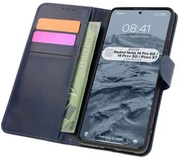 Bizon Etui z klapką Case Pocket do Xiaomi Redmi Note 14 Pro 5G / Poco X7, granatowe - Etui i futerały do telefonów - miniaturka - grafika 1