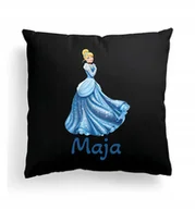Poduszki dekoracyjne - Foto Poduszka Czarna Kopciuszek Księżniczka + IMIĘ - miniaturka - grafika 1