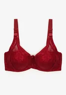 Biustonosze - Bordowy Biustonosz Koronkowy Typu Full Cup Vikoni - miniaturka - grafika 1