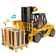 Samochody i pojazdy dla dzieci - Wózek widłowy, świetna zabawka dla małych mechaników, wózek podnosi towary za pomocą pokrętła, wydaje sygnały dźwiękowe i świetlne - miniaturka - grafika 1